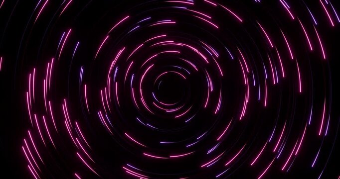 ink Neon Spiral Rings &ndash; Futuristic Light Tunnel Loop 4K