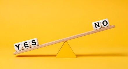 Yes weighs more than no, a concept of making hard decisions with a yellow background, showing balance and choice, perfect for business or life