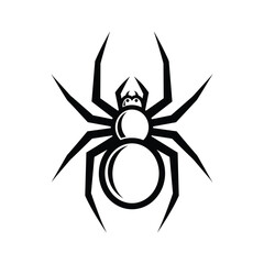 Black spider graphic with large abdomen and eight legs insect arachnid