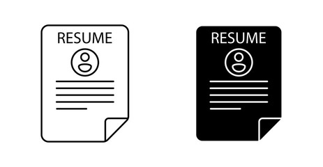 Resume Document Icon, Minimal CV File Symbol