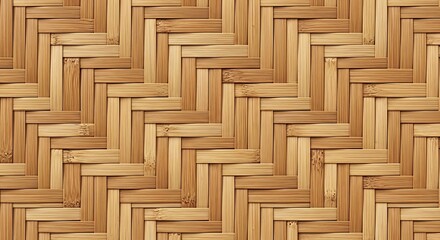 Woven bamboo texture background with natural light brown pattern