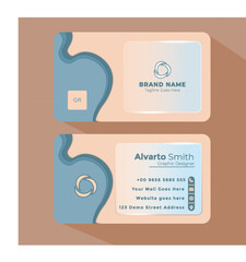 Modern business card template design with blue and beige color scheme