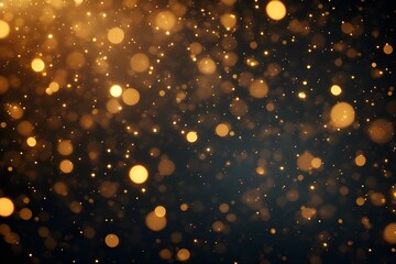 Abstract golden and blue bokeh lights background, magical floating dust particles, luxury festive glitter texture, Christmas and New Year celebration concept, 3D render.