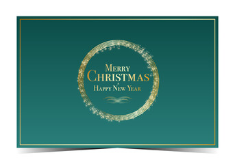 Premium Luxury Christmas & New Year greeting card with golden sparkling frame