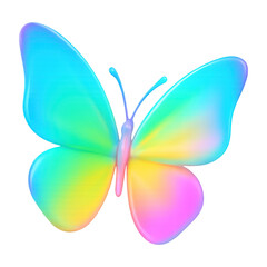 Fototapeta premium PNG Vibrant iridescent butterfly on white.