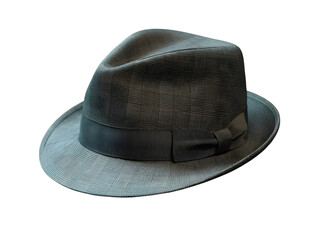 Vintage fedora hat with intricate pattern isolated on transparent background