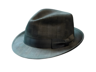 Vintage fedora hat with intricate pattern isolated on transparent background