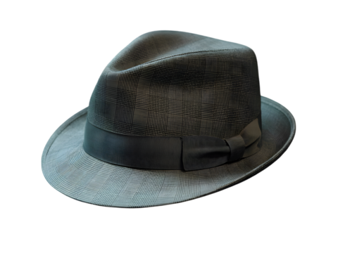 Vintage fedora hat with intricate pattern isolated on transparent background