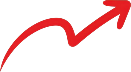 Red Arrow Pointing Upward with Wavy Line.