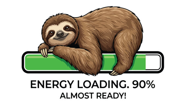 Sloth Resting on Energy Bar: Almost Ready to Go.