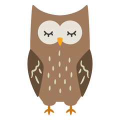 Owl dark brown eyes closed flat