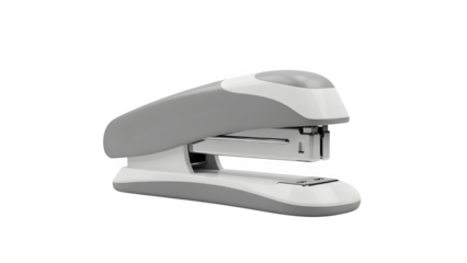 Isolated gray and white stapler on a black background for office or school