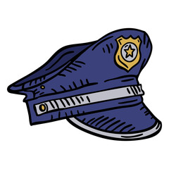 Police hat hand drawn