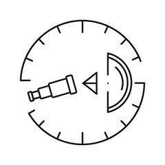 Telescope target exploration discovery search compass line icon