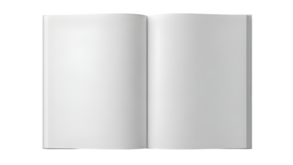 Open blank book pages on black background for mockup and design element