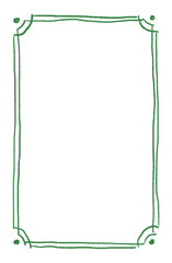 Classic Hand Drawn Green Line Frame for Scrapbooking, Invitation, Cover and Foto Frame on a Transparent Background.