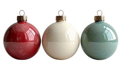 Set of red Christmas balls isolated on white. Perfect for festive decorations, holiday designs, gift wrapping, seasonal projects, greeting cards, and digital creative work.