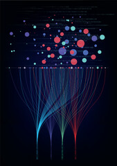 AI concept illustration showing data funneling into a neural network brain structure.