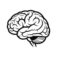 Black and white graphic illustration of a human brain anatomy medical