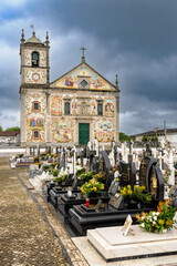 Igreja Matriz de Valega, church decorated with colourful azulejos in Valega, Portugal.