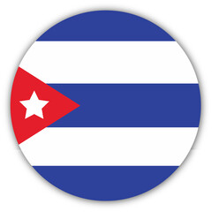 Cuban flag icon in a circle shape with a subtle shadow effect isolated on transparent background