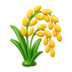 Fototapeta premium PNG Vibrant yellow rice plant illustration.