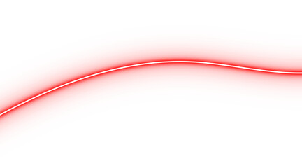 Red neon glowing curved line for digital overlays, modern graphic highlights, and light effects