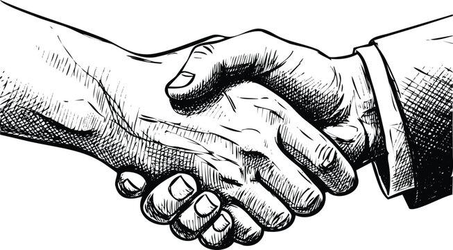 Business handshake drawing sketch collaboration agreement graphic - Powered by Adobe
