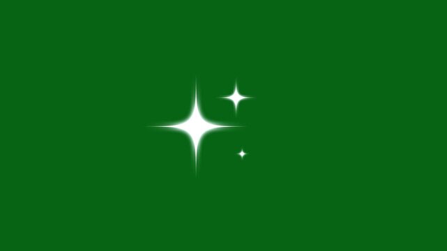 Sparkling Light twinkle stars, shining twinkle effect, flat vector doodle sparkle, glowing light trails, Night starry skies with twinkling stars motion on green screen background