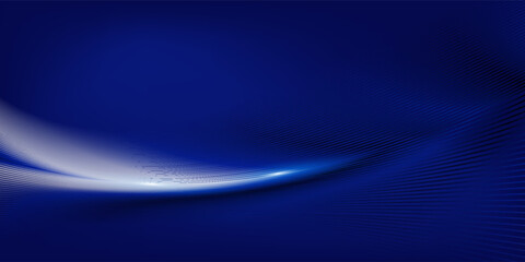 Obraz premium Abstract glowing wave lines on dark blue background. Dynamic wave pattern. Modern flowing wavy lines. Futuristic technology concept. Suit for banner, poster, cover, brochure, flyer, website