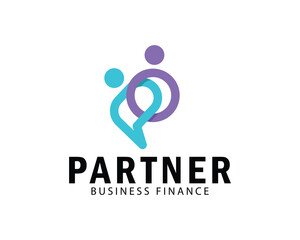 partner chat logo creative design concept people line talk grub