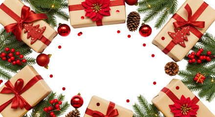 Festive Christmas Gift Border Frame Design for Holiday Sale Promotions Website Banners