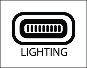 Lighting cable port icon on white background
