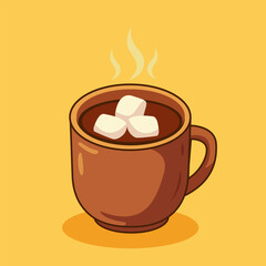 A warm cup of hot chocolate topped with three soft marshmallows, steaming gently in a cozy brown mug. A cute, simple, and comforting illustration perfect for winter, desserts, and cozy-themed designs.