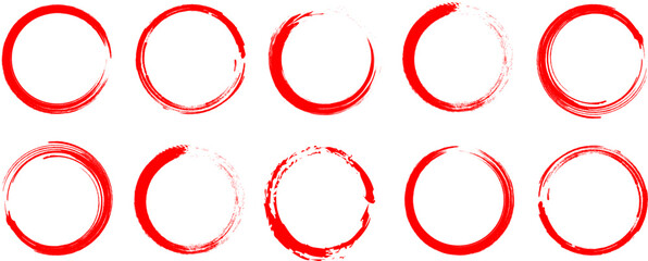 Hand-drawn red ovals and circles set. red scribble ovals and bubbles to circle and highlight text. circle markers or highlighter elements