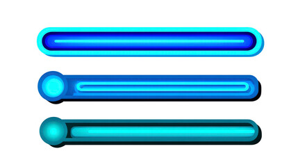 Fototapeta premium Glowing blue progress bar, futuristic user interface element, digital loading indicator, neon style, technology design, isolated on transparent background