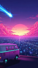 Vaporwave Van Sunset Drive
