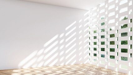 Obraz premium empty interior room shadow wall space background mock up architecture sunlight.