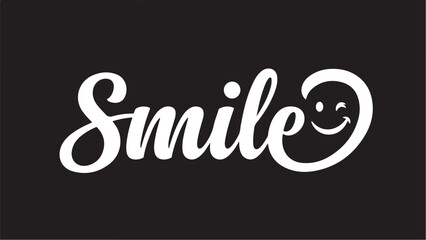 Handwritten Smile Word with Smiley Face Icon.
