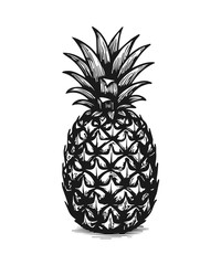 Obraz premium Simple hand drawn pineapple icon, engraved illustration.