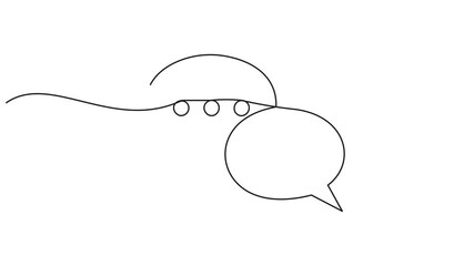 Self animated continuous one line drawing of speech bubbles. Full length single line art 4k animation - Powered by Adobe