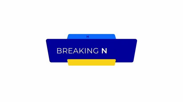 Breaking News intro for TV broadcast news show program on white transparent background. 4k video