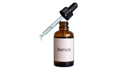 Essence of Skincare: A close-up shot of a glass serum bottle, with a pipette dispensing a single drop of the potent liquid, emphasizing the essence of skincare and beauty treatments.