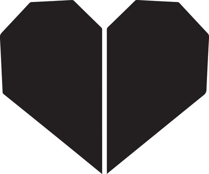 Two Black Geometric Heart Shapes Side by Side symbol