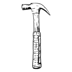 Hand drawn construction carpentry hammer