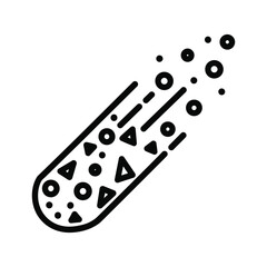 Meteorite or comet icon with trailing shapes and dots vector art