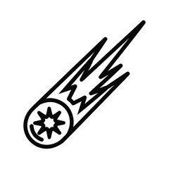 Meteorite or comet icon with fiery tail streaking across space
