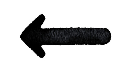 Black left arrow, hand drawn style, isolated on transparent background, simple direction symbol for navigation, guidance, or interface design, bold and clear for emphasis