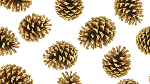 Pine cones seamless pattern natural texture brown color isolated on transparent background