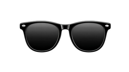 Black sunglasses with classic wayfarer style, glossy frame, and dark tinted lenses, perfect for summer fashion, outdoor activities, and UV protection, evoke cool and confident vibe